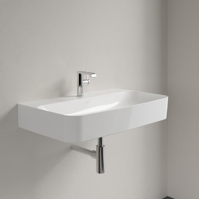 Villeroy & Boch finion wastafel - 1 kraangat - 80x47cm CeramicPlus - zonder overloop - White Alpine (glans wit)
