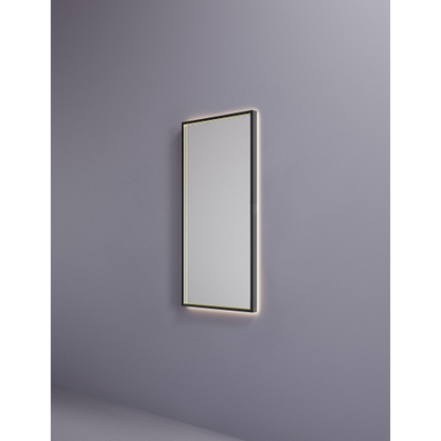 Hotbath &MORE Spiegel - 50x100cm - direct en indirect LED - color changing - spiegelverwarming - met afstandsbediening - PVD - geborsteld zwart