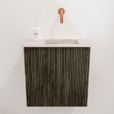 Mondiaz JOYA-DLUX 40cm toiletmeubel - kleur Shadow - Wastafel FAYE positie Rechts Zonder kraangat kleur Nata.