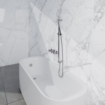 Fortifura Nebbio Badcombinatie-set - thermostaatkraan - inbouwdeel - glijstang - metalen doucheslang - staaf handdouche - badafvoer opbouw - chroom