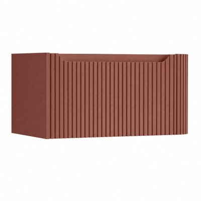 H&R Badmeubelen Juice Wastafelonderkast - 80x45x40cm - rechterhoek afgerond - 3D-front - 1 lade - geïntegreerde greep - terra mat