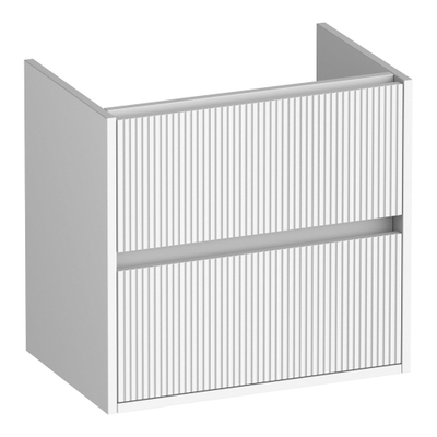 BRAUER Adore Wavy meuble sous lavabo peu profond 60 2 tiroirs softclose - sans poignée - 1 découpe pour le siphon - blanc mat