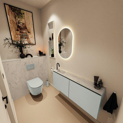 MONDIAZ TURE-DLUX 120cm toiletmeubel Greey. EDEN wastafel Opalo positie links. Met 1 kraangat.