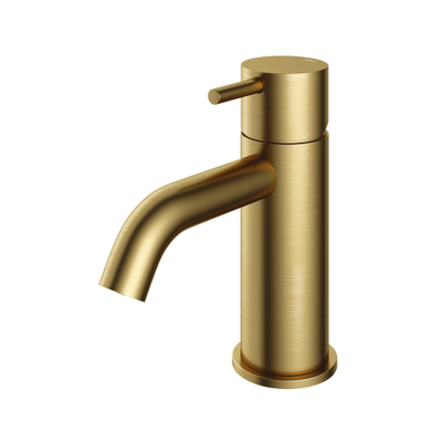 Hotbath Cobber mitigeur de lavabo bas avec bec courbé sans vidage laiton brossé PVD