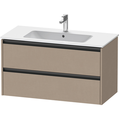 Duravit Ketho 2 meuble bas pour lavabo avec 2 tiroirs 101x48x55cm avec poignées anthracite Linnen mat