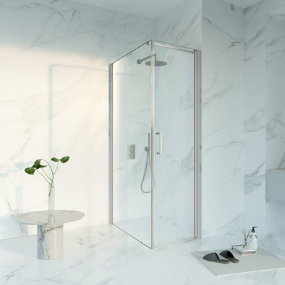 FugaFlow Eccelente Vetro Cabine de douche - 60x100x200 - Profil en verre de sécurité - anti-calcaire - Acier inoxydable brossé PVD (RVS)