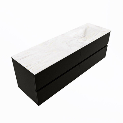 Mondiaz VICA-DLUX ensemble de meuble de salle de bain - 150cm - meuble sous-vasque urban - 4 tiroirs - lavabo encastré cloud droite - sans trous de robinet - version haute de 60cm - ostra