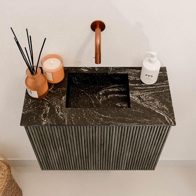 Mondiaz JOYA-DLUX 50cm toiletmeubel - kleur Shadow - Wastafel FAYE positie Midden Zonder kraangat kleur Lava.