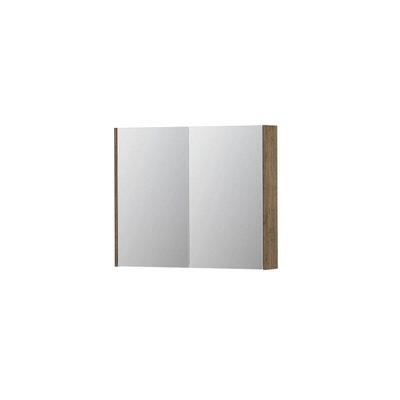 INK SPK2 armoire de toilette – 90 x 74 x 14 cm – 2 portes, portes-miroir double face – Chêne Naturel