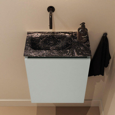MONDIAZ TURE-DLUX Meuble de toilettes 40cm Greey. Lavabo EDEN Lava position gauche. Sans trou de robinet.