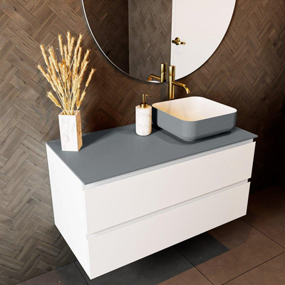 Mondiaz TOP 51 Topblad - 100x51x0.9cm - geschikt voor afdekplaat - Solid surface - Plata