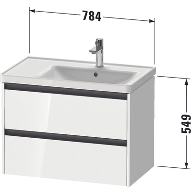 Duravit Ketho 2 meuble sous-lavabo avec 2 tiroirs pour vasque à droite 78.4x45.5x54.9cm avec poignées basalte anthracite mat
