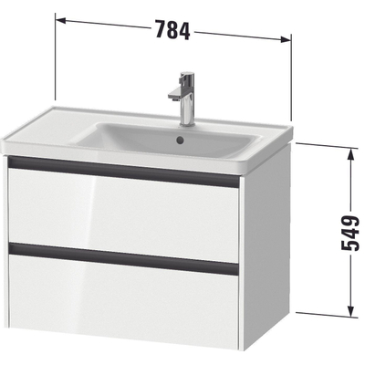 Duravit ketho meuble sous 2 vasques avec 2 tiroirs pour vasque à droite 78.4x45.5x54.9cm avec poignées anthracite béton gris mat