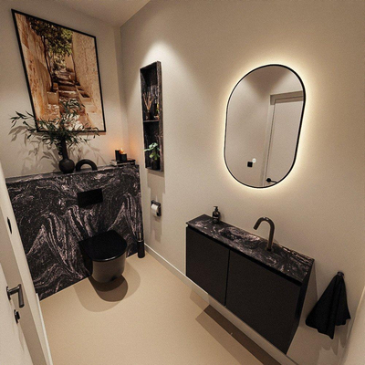 MONDIAZ TURE-DLUX meuble de toilettes 80 cm Urban. EDEN vasque Lava position centrale. Avec 1 trou de robinet.