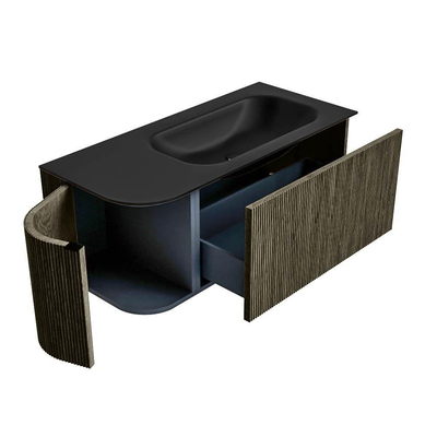 Mondiaz KURVE Badkamermeubelset - 105x46x40cm - 1 lade - 1 deur - wastafel solid surface - rechts - 1 kraangat - Shadow