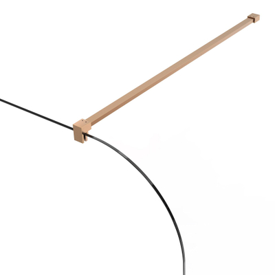 FugaFlow Eccelente Vetro Douche à l'italienne - 120x200cm - paroi de verre arrondie - gauche - verre strié - bras mural - cuivre brossé (Cuivre)