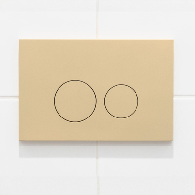 Pack WC QeramiQ Dely Swirl Compact - réservoir encastrable Geberit UP320 - avec bâti-support Burda - abattant 25 mm - plaque de commande en plastique beige - boutons ronds - blanc mat