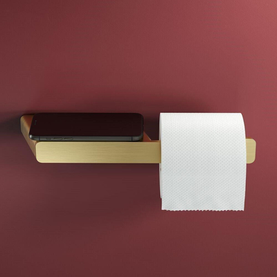 Geesa Shift Porte-rouleau de papier toilette sans couvercle avec tablette Or brossé