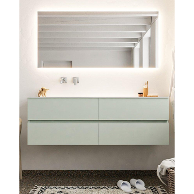 Mondiaz VICA ensemble de meuble de salle de bain - 150cm - meuble sous-vasque gris - 4 tiroirs - lavabo lune gauche - sans trou de robinet - miroir LED - version XL 60cm de haut