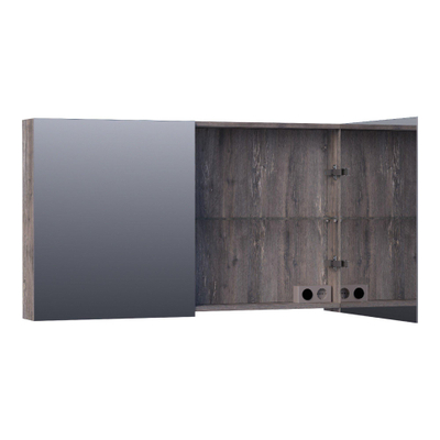 BRAUER Impress spiegelkast – 119x70x15 cm – 2 deuren, dubbelzijdige spiegeldeuren – Driftwood