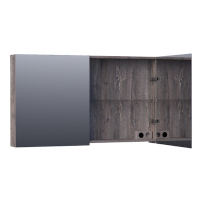 BRAUER Plain Spiegelkast - 120x70x15cm - 2 links/rechtsdraaiende spiegeldeuren - MFC - grey Canyon