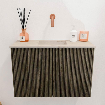 Mondiaz JOYA-DLUX 60cm toiletmeubel - kleur Shadow - Wastafel FAYE positie Midden Zonder kraangat kleur Frappe.
