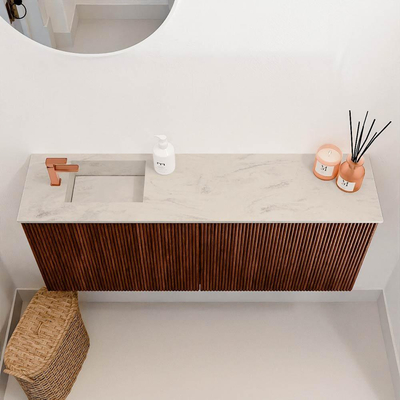 Mondiaz JOYA-DLUX 100cm toiletmeubel - kleur Ruby - Wastafel FAYE positie Links 1 kraangat kleur Opalo.
