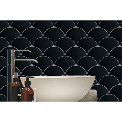 ÉCHANTILLON Par Goof Escama carrelage mural Écailles de poisson brillant noir