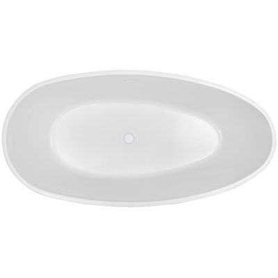 Wiesbaden Ellips baignoire îlot 180 x 90 x 60 cm acrylique brillant blanc avec bonde blanc brillant