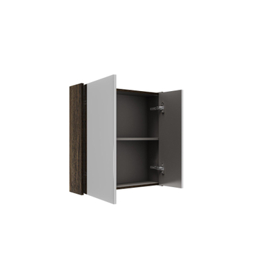 Saniclass Holz Pure Spiegelkast - 60x63x16cm - inclusief zijpanelen - Eiken charcoal