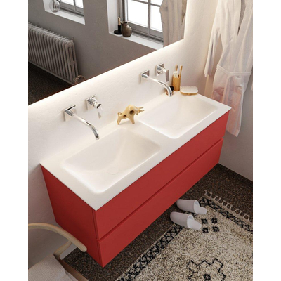 Mondiaz VICA ensemble de meuble de salle de bain - 120cm - meuble sous-vasque fire - 2 tiroirs - lavabo cloud double - sans trou de robinet - miroir LED - version XL 60cm de haut