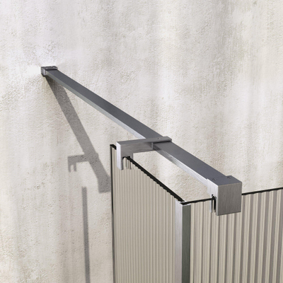 BRAUER Oblivion Paroi de douche à l'italienne - 90x200cm - paroi latérale 30cm - verre strié transparent - revêtement de verre - PVD - inox brossé