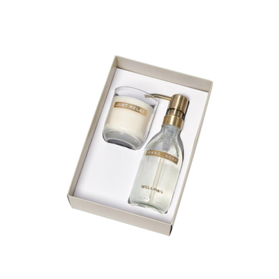 Wellmark Discover giftset - handzeep en geurkaars - fresh linnen - helder glas SHOWROOMMODEL
