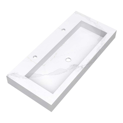 BRAUER Coral wastafel - 100x46x10cm - 1 wasbak - 2 kraangaten - composiet - marmerlook - Calacatta Gold