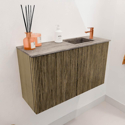 Mondiaz JOYA-DLUX 70cm toiletmeubel - kleur Dusk - Wastafel FAYE positie Rechts 1 kraangat kleur Oza.