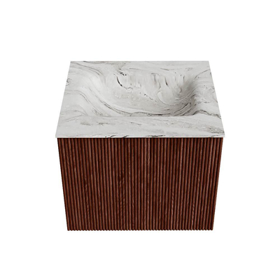 Mondiaz KURVE-DLUX Ensemble de meubles de salle de bains - 50x46x40cm - 1 tiroir - lavabo solid surface - central - 1 trou de robinet - Ruby