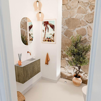 Mondiaz JOYA-DLUX 70cm toiletmeubel - kleur Dusk - Wastafel FAYE positie Rechts Zonder kraangat kleur Glace.