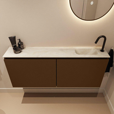 MONDIAZ TURE-DLUX Meuble WC 120 cm Rust. EDEN lavabo Ostra position droite. Avec 1 trou de robinet.