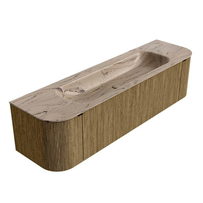 MONDIAZ KURVE-DLUX 170cm meuble de salle de bains arrondi Gauche + Droite couleur Dusk avec 1 tiroir et 2 portes. Vasque BIG LARGE Centre sans trou de robinet Arena.