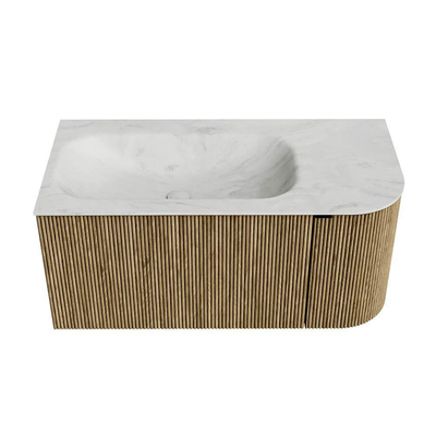 Mondiaz KURVE-DLUX Badkamermeubelset - 95x46x40cm - 1 lade - 1 deur - wastafel solid surface - links - zonder kraangat - Dusk