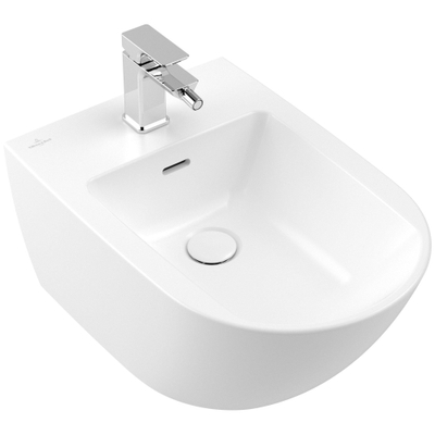 Villeroy & Boch Subway 3.0 wandbidet - 56x37.5x27cm - met overloop CeramicPlus - Stone White (mat wit)