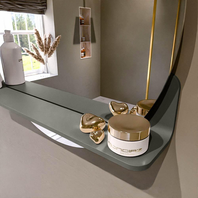 Mondiaz SPOT miroir – Ø 60 cm – avec tablette – Smoke (brun clair)