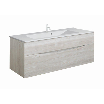 Crosswater Glide II Ensemble de meuble - 100x45x52cm - 2 tiroirs - sans poignées - Nordic Oak - lavabo Ice white - 1 trou de robinet