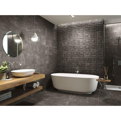 SAMPLE Kerabo Carrelage de sol et de mur Shetd Anthracite mat Rectifié Aspect marbre Mat Anthracite