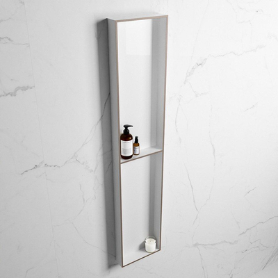 Mondiaz Easy nis 29.5x89.5x8cm voor Inbouw/opbouw 2 open vakken Solid surface Talc/Smoke