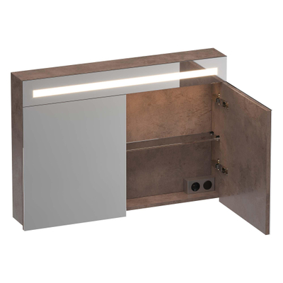 BRAUER Promise armoire de toilette - 100x70x15cm - avec éclairage direct - 2 portes de miroir simple face - Erosion