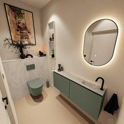MONDIAZ TURE-DLUX 120cm meuble WC Army. EDEN lavabo Opalo position droite. Avec 1 trou de robinet.