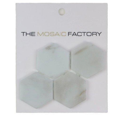 SAMPLE The Mosaic Factory Valencia mozaïektegel - 12.5x15cm - wand en vloertegel - Zeshoek/Hexagon - Gerecycled glas Bianco Marble Print Mat