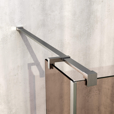 BRAUER Oblivion Douche à l'italienne - 100x200cm - paroi latérale 30 cm - revêtement verre - verre bronze - Inox brossé PVD