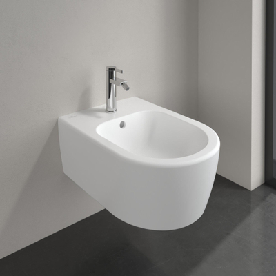 Villeroy & Boch Avento wandbidet - 37x53 - 1 kraangat - met overloop CeramicPlus - Stone White (mat wit)